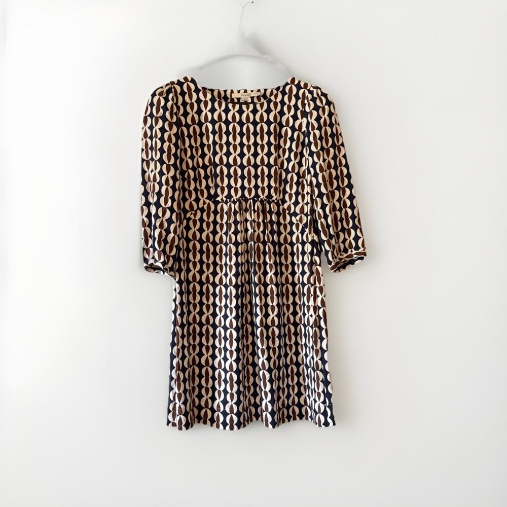 Boden Women's Size 4r‎ Shift Dress Long Sleeve Geometric Print Viscose